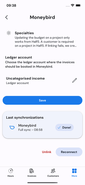 Details of accounting connection synchronization on mobile