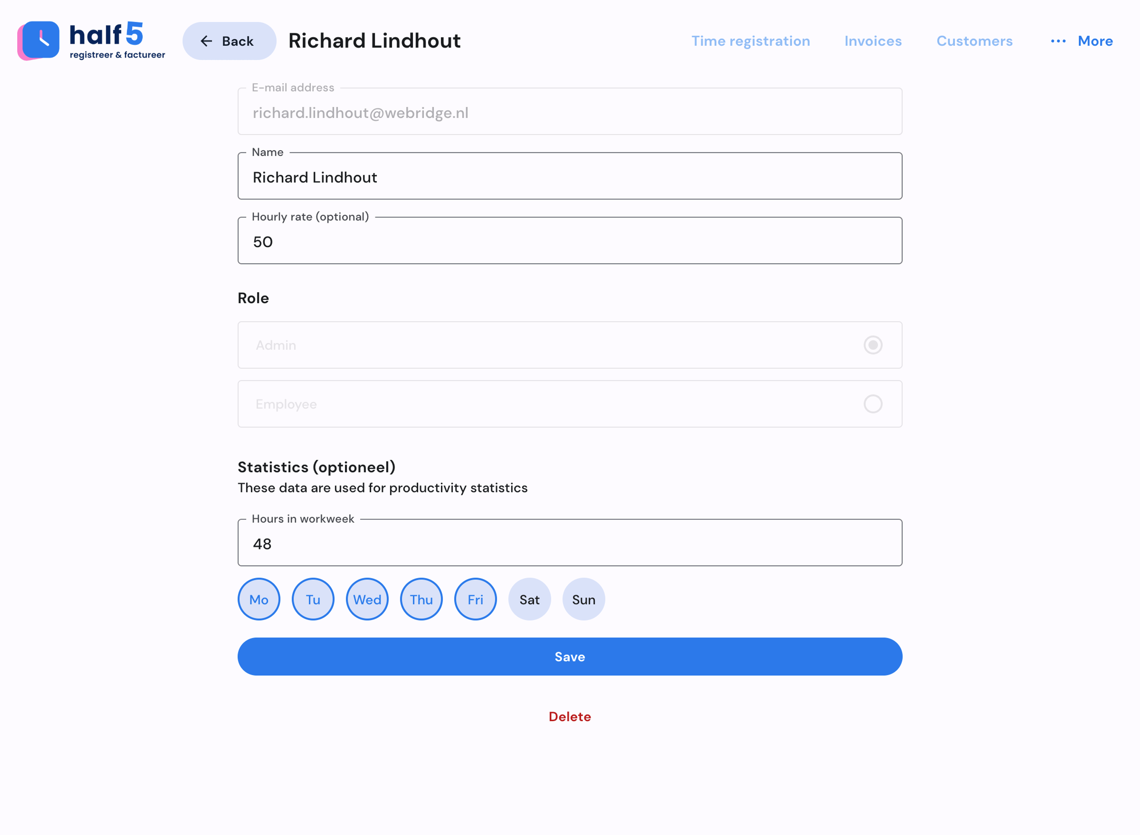 Details of employees on mobile