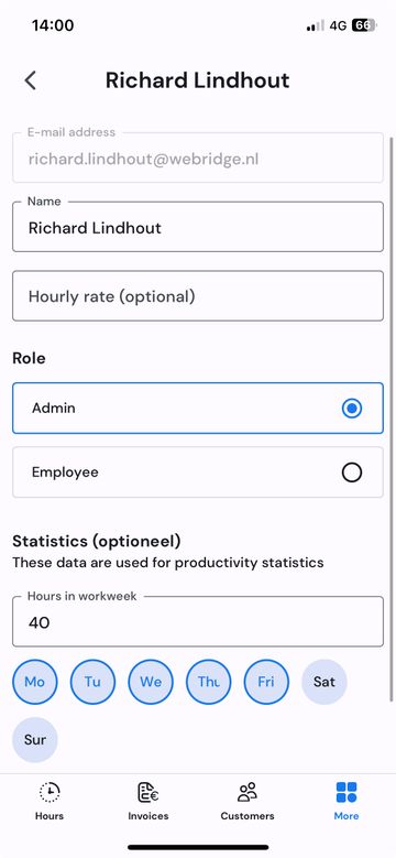 Details of employees on mobile