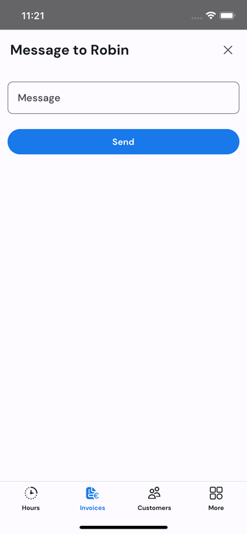 Screen to send a message to the employee on mobile