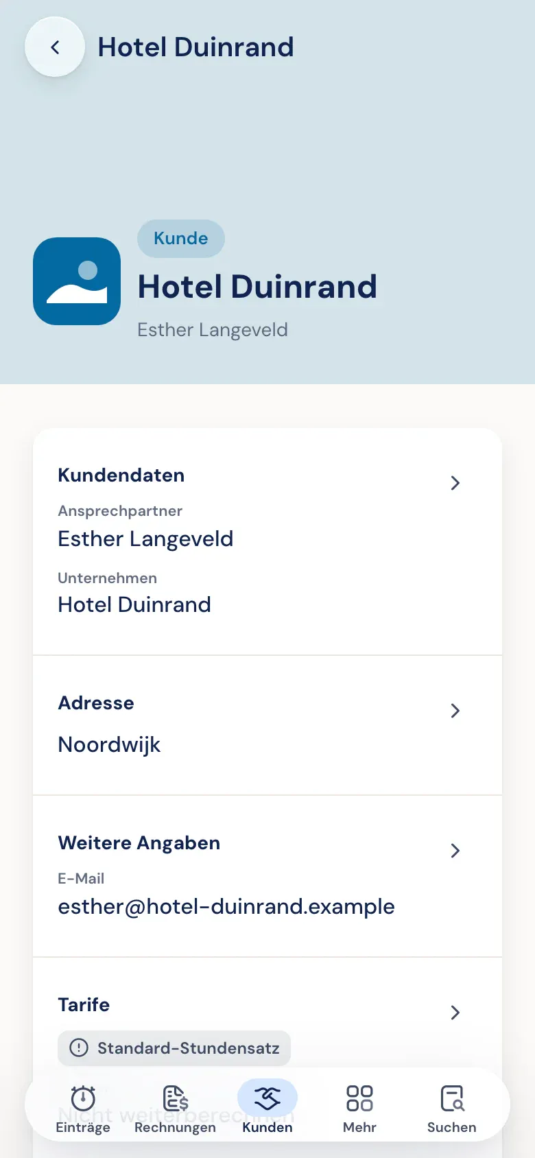 Kundendaten in der Half5-App