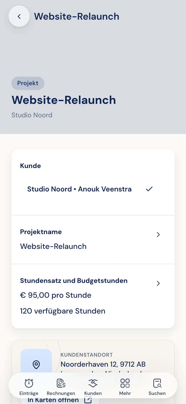 Stundensatz und Budget eines Projekts