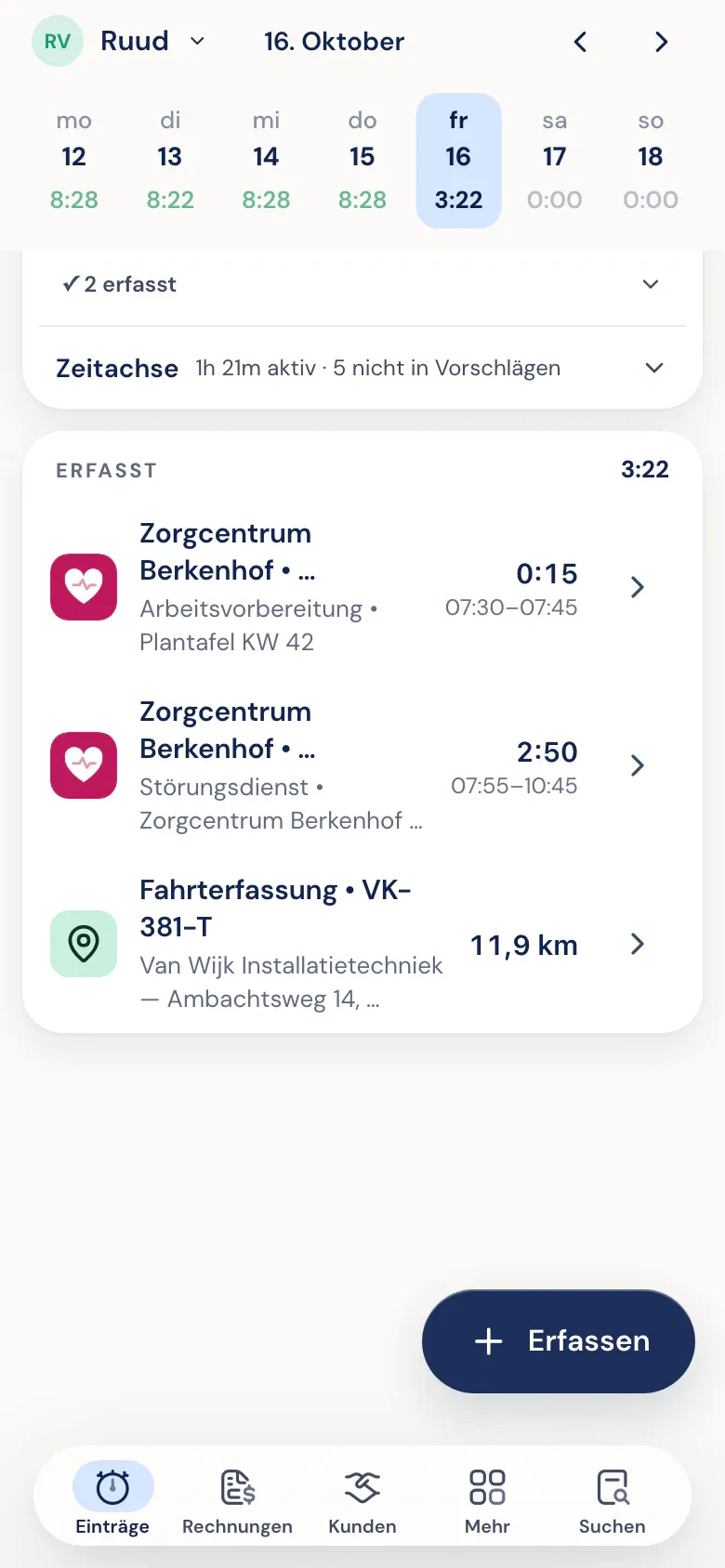 Tagesübersicht in der Half5-App