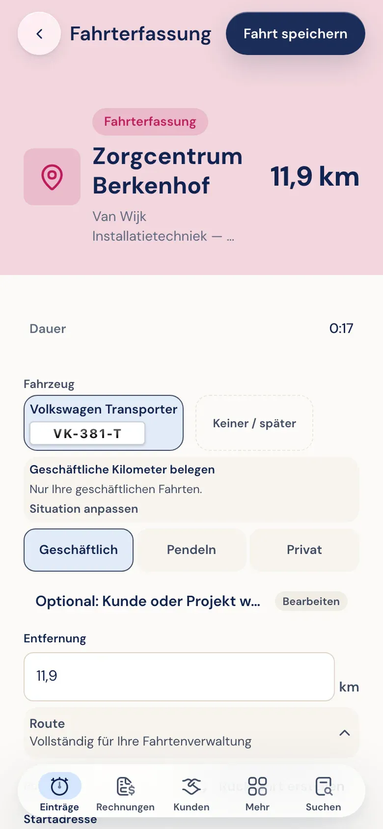 Eine Fahrt in der Half5-App erfassen