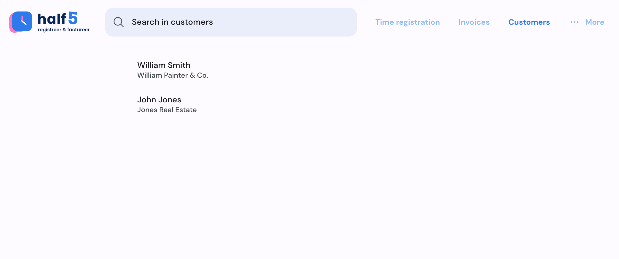Half5 contact overview with customer relationships