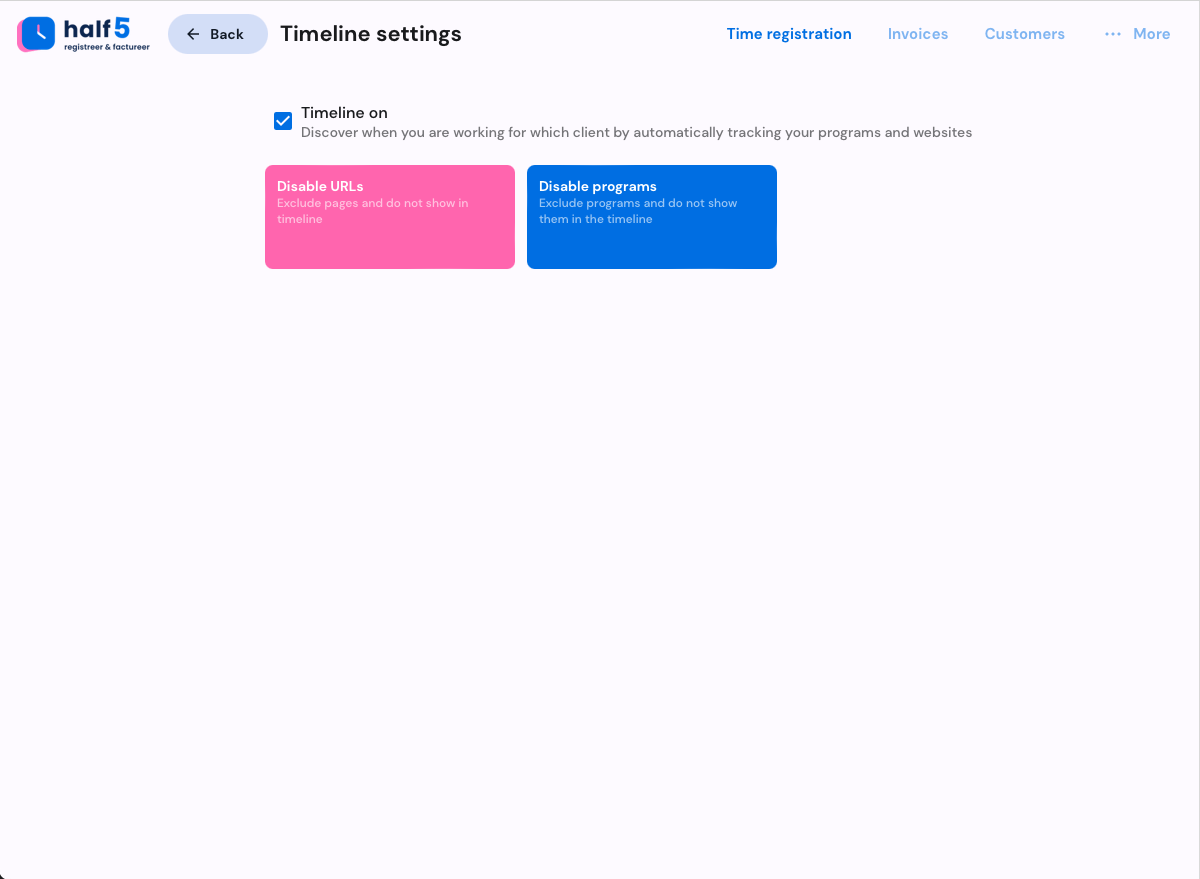 Half5 timeline privacy settings