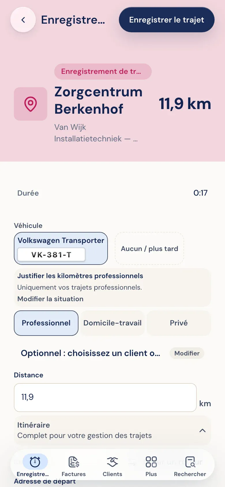 Enregistrer un trajet dans l'app Half5