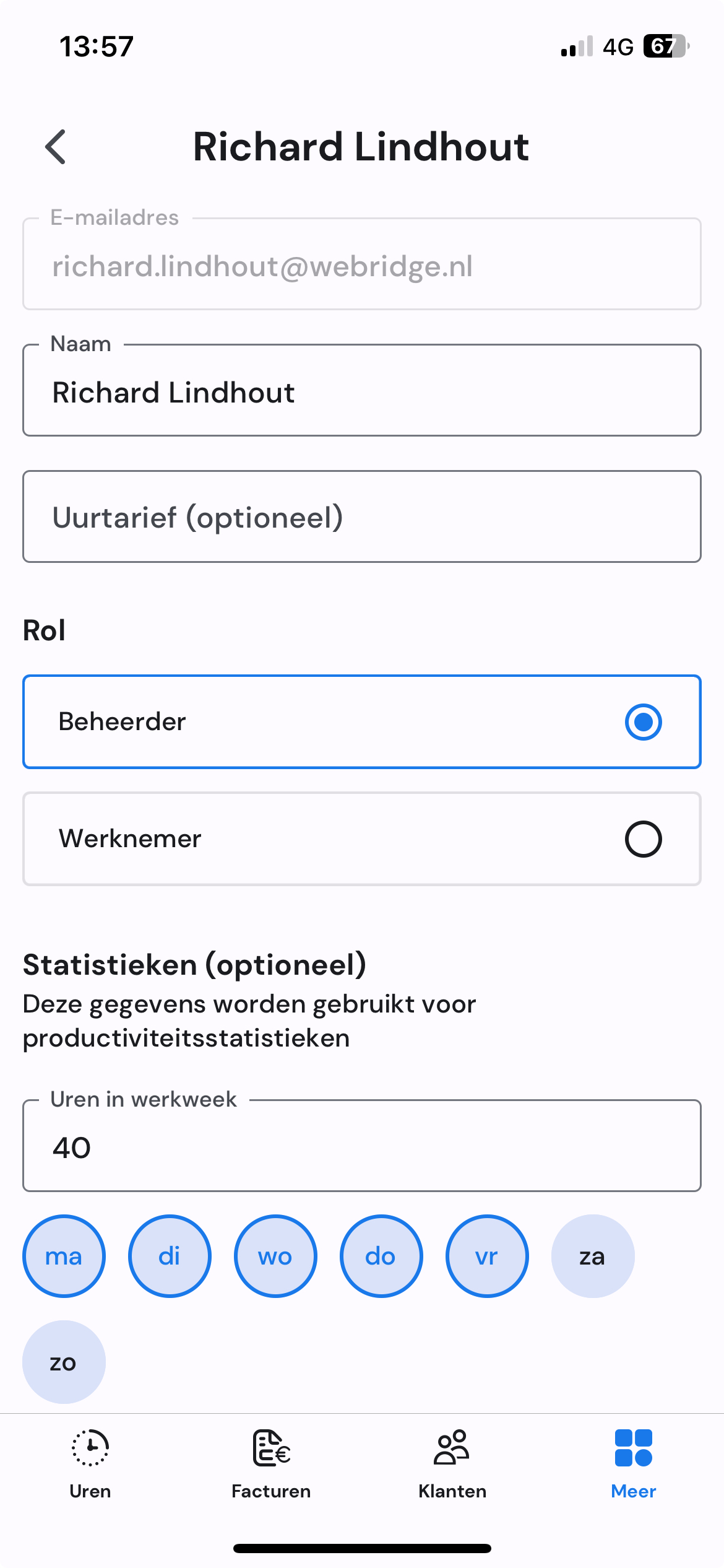 Half5 medewerkerdetail op mobiel