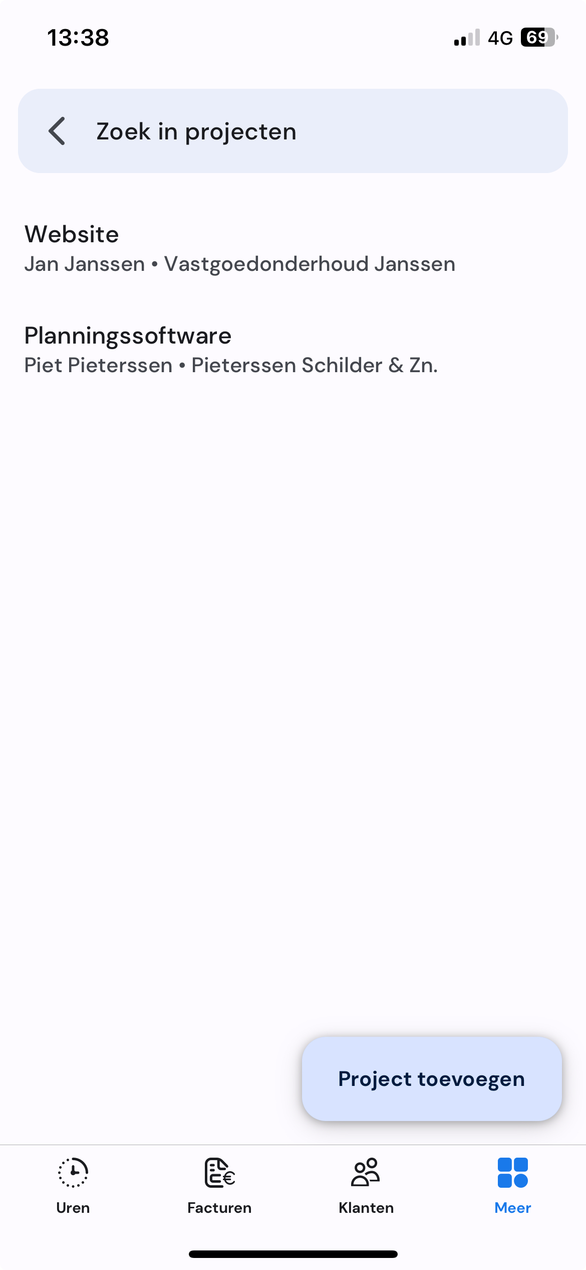 Half5 projectoverzicht op mobiel