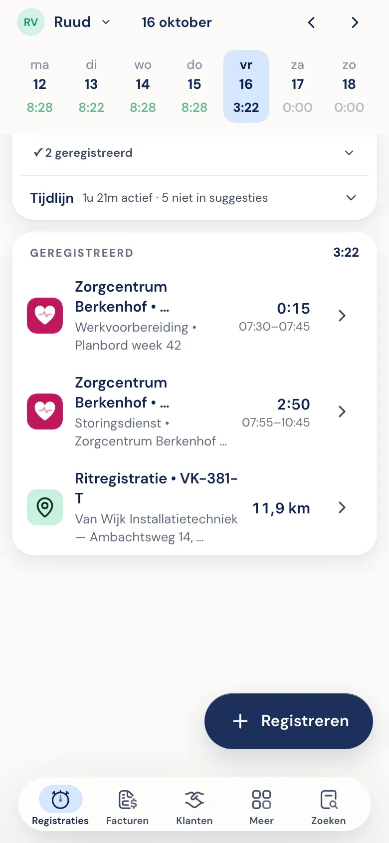 Dagoverzicht in de Half5-app